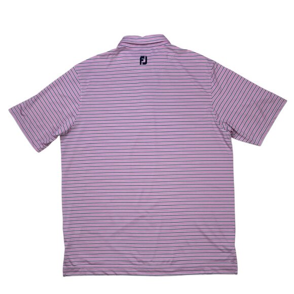 FootJoy FJ Lisle Multi Stripe Self Collar Golf Polo XL Pink Short Sleeve Golfer - Picture 10 of 11
